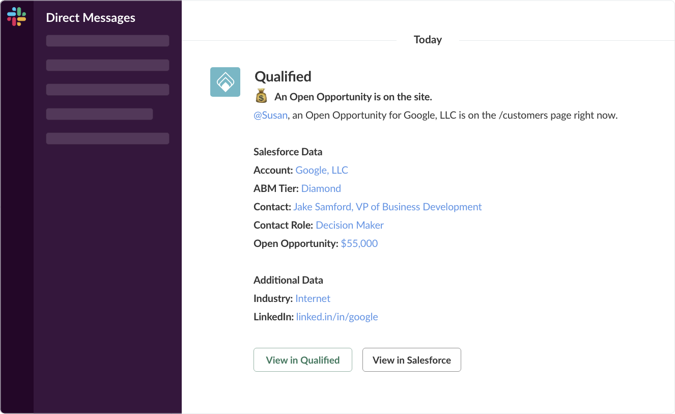 Qualified for Slack Use Case #2