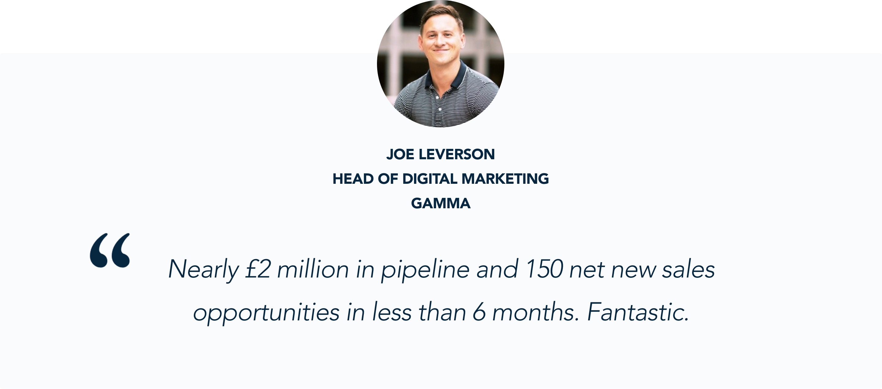 Joe Leverson, Head of Digital Marketing at Gamma, shares the sales impact Conversational Marketing has had on their business