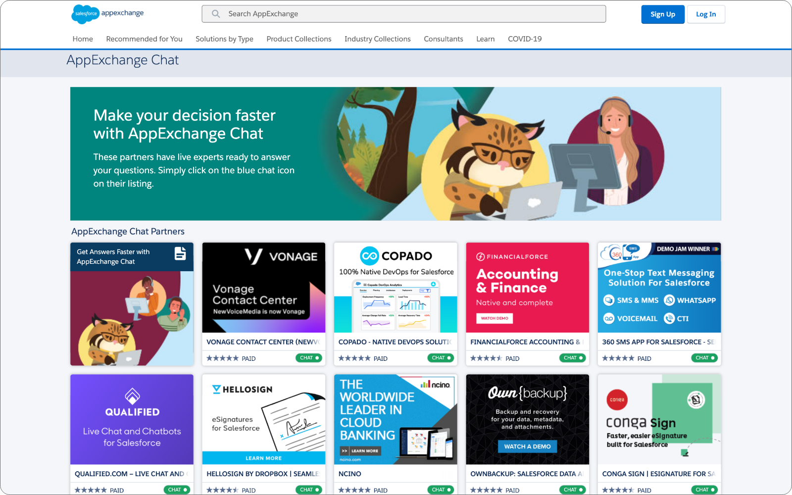 A Collection of Salesforce AppExchange partners now live with AppExchange Chat powered by Qualified.com