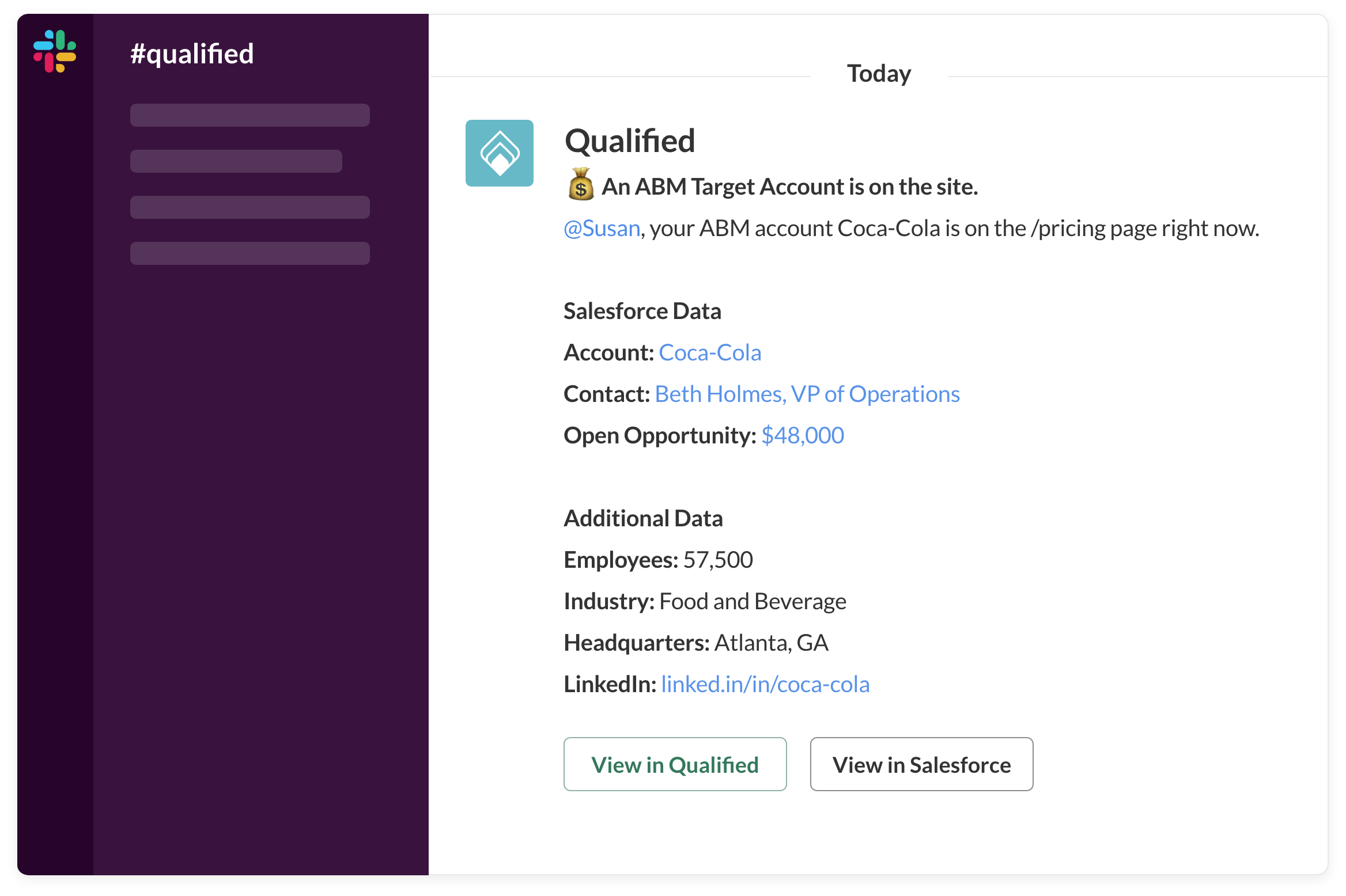 Send real-time alerts with Qualified's Slack Integration